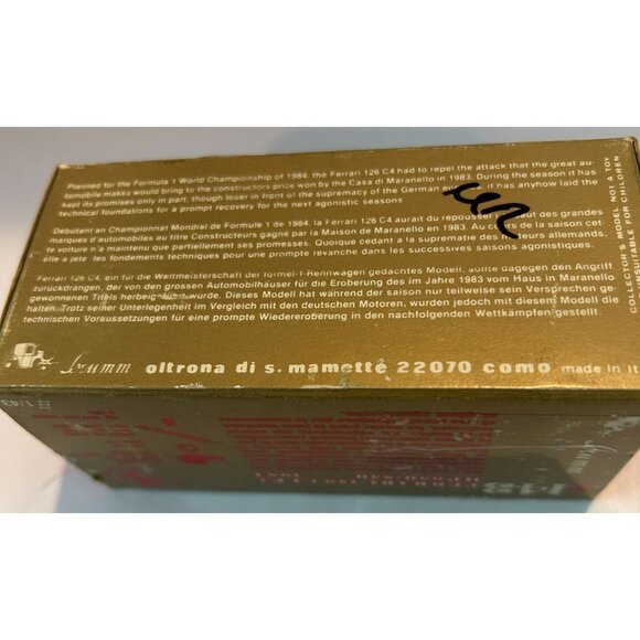 NEW in Box 1984 Ferrari 126 C4 F.1 650-850 HP Die Cast 1:43 Racing Car Brumm Oro - Picture 7 of 7